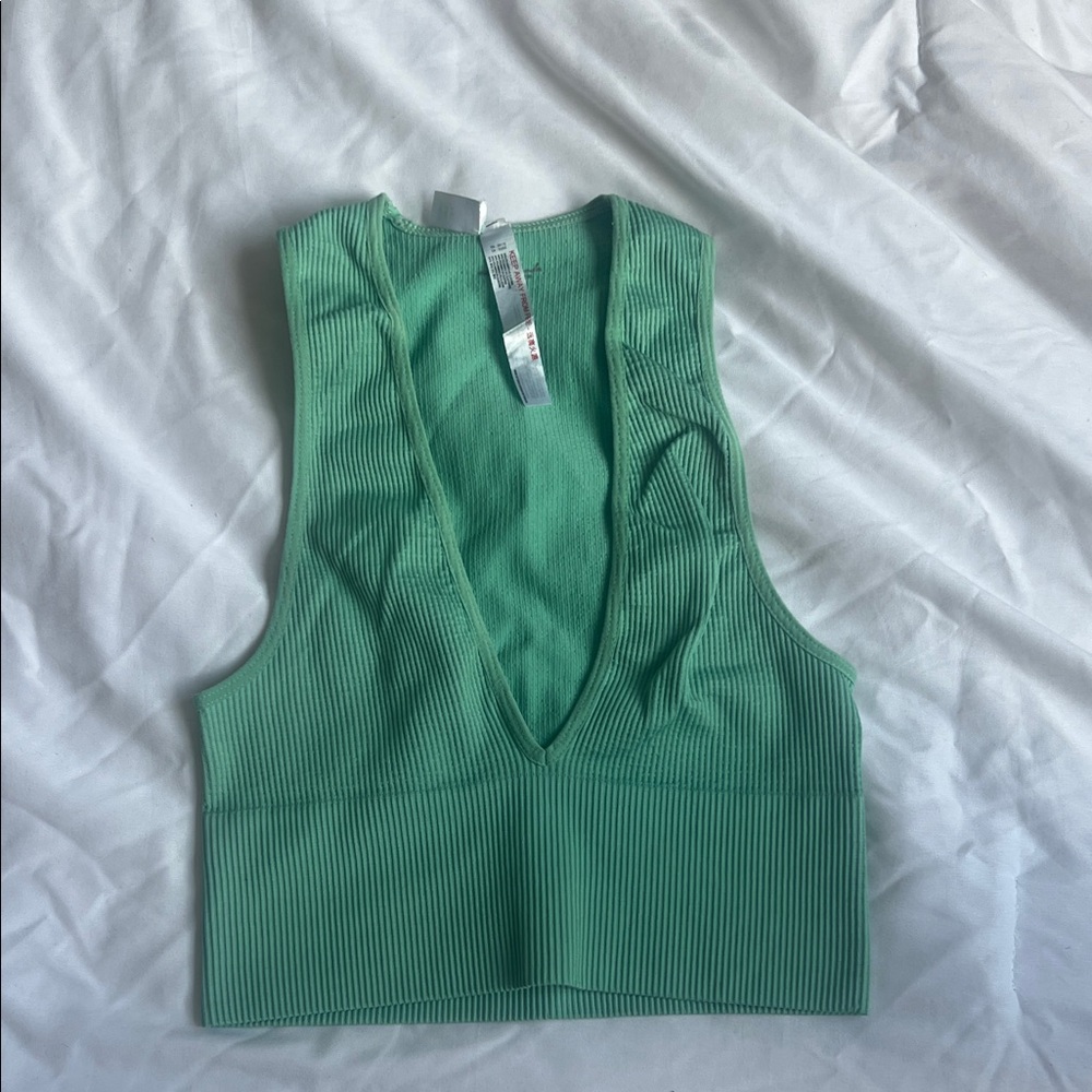 UO Mint Green Ribbed Tank Top